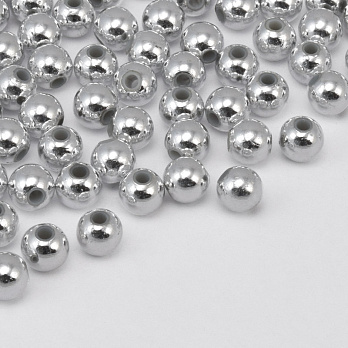[Архів] Намистини пластикові Круглі, 6 мм, Сріблясті (BUS-000826)