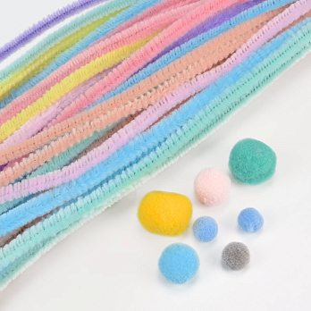 Набір синельного дроту з помпонами, Мікс, 30 см (DIF-060069)