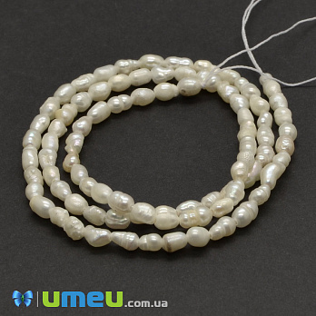 Намистина натуральний камінь Перли річкові молочні Рис, 3-5x2-3 мм (BUS-039400)