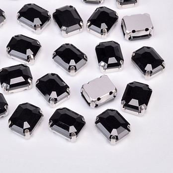 Шатон прямокутний, 10х8 мм, Темне срібло, Чорний (KAB-052917)
