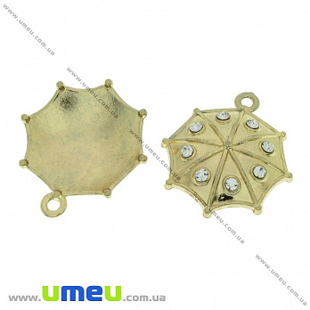 Підвіска метал. Парасолька зі стразами, 27х24 мм, Золото (POD-031452)