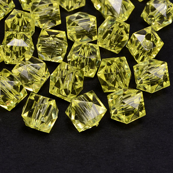 Намистини акрилові, Куб гранований, 10х8,5 мм, Жовті (BUS-054567)