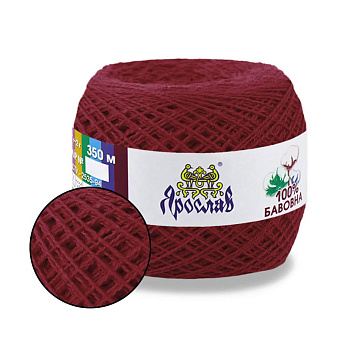 Пряжа Ярослав Бавовна 14/2, 50 г, 350 м, Бордова 10 (YAR-058964)