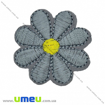 Термоаппликация Цветочек, 3,8 см, Серая (APL-017436)