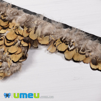 Перья фазана на ленте, 4-5 см, Коричневые натуральные (PER-040431)