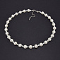 Кольє біле, Намистини скляні, 37 см, Нерж сталь (BUS-062310)