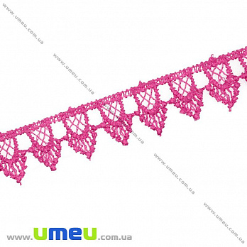 Кружево плетеное, 17 мм, Малиновое (LEN-010459)