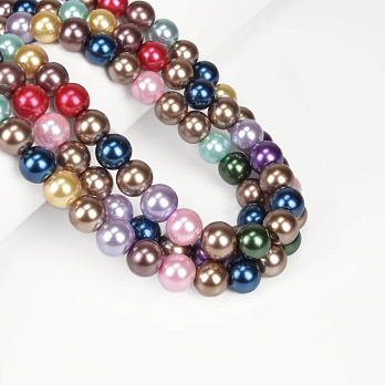 Намистини скляні Перли, 12 мм, Мікс, Круглі (BUS-056702)