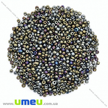 Бісер китайський середній, 8/0, Ірис чорний перламутровий, 3 мм (BIS-026147)
