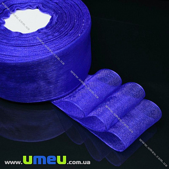 Лента из органзы, 40 мм, Синяя (LEN-025574)