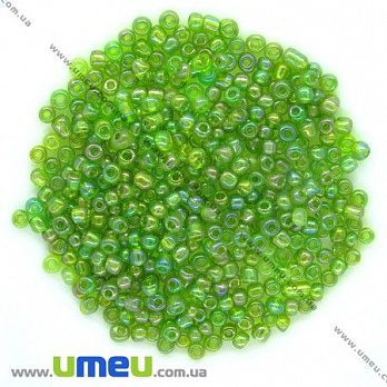 Бісер китайський великий, 6/0, Салатовий АВ прозорий, 4 мм (BIS-000616)