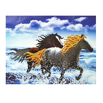 Набір для вишивання нитками, 6D Коні, 44х35 см (SXM-061215)