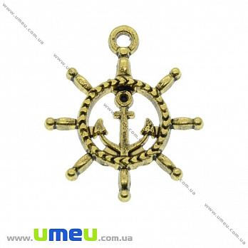 Підвіска метал. Штурвал, 27х23 мм, Античне золото (POD-001923)