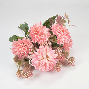 Букет хризантем с одуванчиками, 29 см, Розовый (DIF-057747)