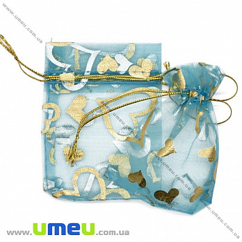 Подарочная упаковка из органзы, 10х12 см, Голубая (UPK-026270)