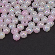 Намистини пластикові градієнтні, Круглі, 6 мм, Рожеві (BUS-059562)