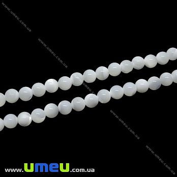 [Архів] Намистина натуральний камінь Перламутр Баламут білий, 6 мм, Кругла (BUS-035496)