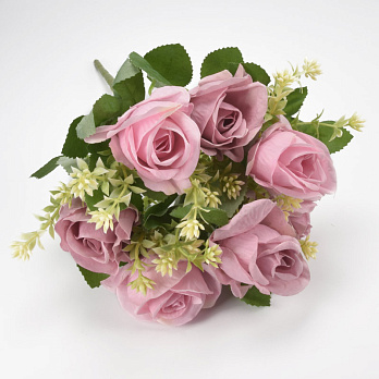 Букет роз с добавками, 34 см, Розовый (DIF-062166)