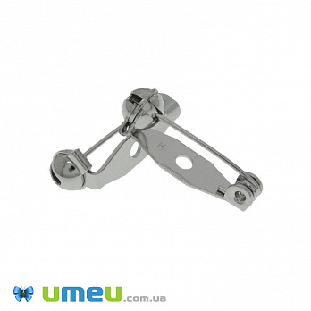 Основа для броши Япония, 20 мм, Безопасная застежка, Темное серебро (OSN-039005)