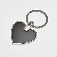 Брелок для гравіювання з нерж. сталі, Серце двостороннє, 38х35 мм (OSN-062695)