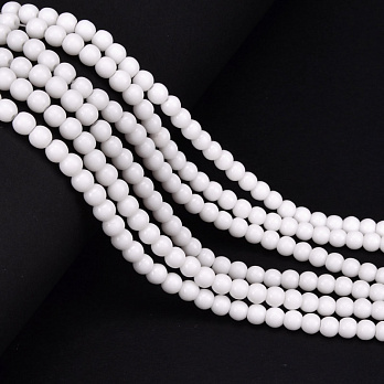 Намистини Мармур білий, Синт. камінь, 4,5 мм, Круглі (BUS-051864)