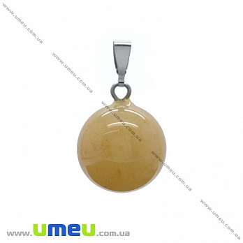 Подвеска Шар из натурального камня, Кварц желтый, 25х14 мм (POD-009328)