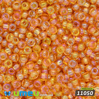 Бісер чеський №743 / 11050, Янтарний, Прозорий райдужний, 10/0 (BIS-010118)