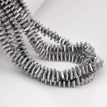 Бусины Гематит, Нат. камень, Квадрат, 6х6х3 мм, С покрытием, Серебристые (BUS-057825)