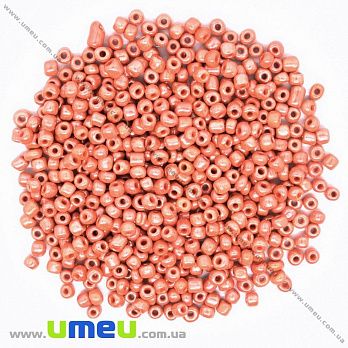 Бисер китайский крупный, 6/0, Оранжевый перламутровый, 4 мм (BIS-033698)
