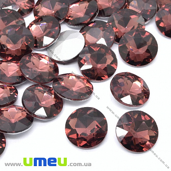 Ріволі скляний, Круглий гранований, Кристал, 12 мм, Фиолетово-коричневий (KAB-033912)