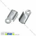 Зажим для шнура из нержавеющей стали, 10х4 мм, Темное серебро (STL-022916)