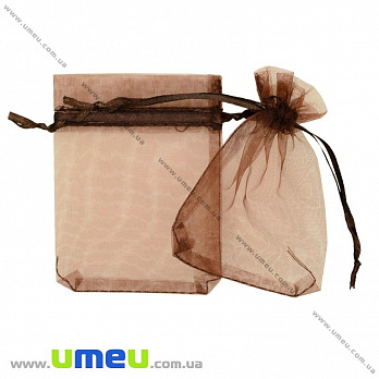 Подарочная упаковка из органзы, 7х9 см, Коричневая, 1 шт (UPK-020378)