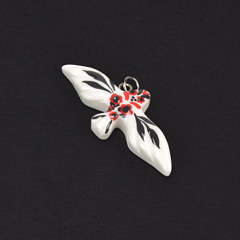 Підвіска Горлиця з полімерної глини, 39х17 мм, З малюнком (POD-059384)