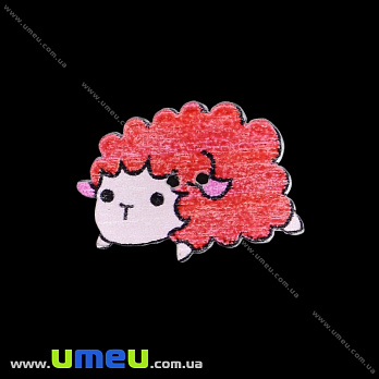 Декоративний пришивний елемент Овечка, 25х17 мм, Червоний (DIF-033417)