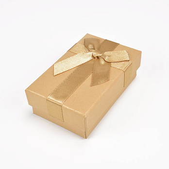Подарочная коробочка Прямоугольная с бантиком, 8х5х2,5 см, Бежевая (UPK-057113)