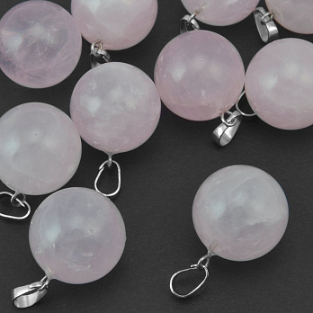 Подвеска Шар, Натур. камень Кварц розовый, 18 мм (POD-058585)