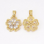 Подвеска Цветок, Куб. цирконий, 16х14 мм, Латунь с покрытием 18 kt (POD-062427)