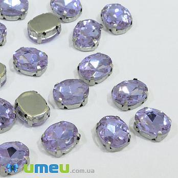 Шатон овальний 8х6 мм, Темне срібло, Бузковий (KAB-040629)