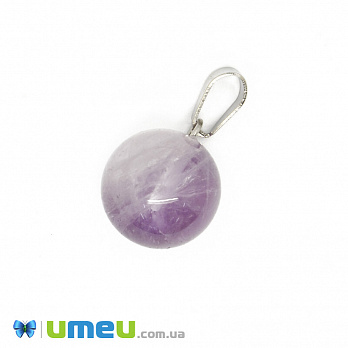 Подвеска Шар из натурального камня, Аметист, 25х14 мм (POD-043118)