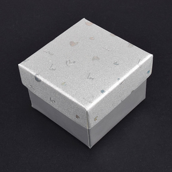 Коробочка Квадратна під колечко, 5х5х3,5 см, Срібляста (UPK-060582)