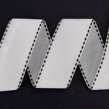 Лента бархатная с кантом, 25 мм, Белая (LEN-060570)