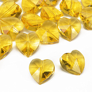 Намистина скляна, Серце грановане, 14х14х9 мм, Жовта (BUS-059988)