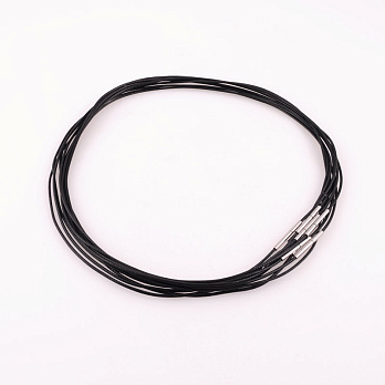 Основа для колье 1 мм, 41 см, Замок нерж. сталь, Черная (OSN-055544)