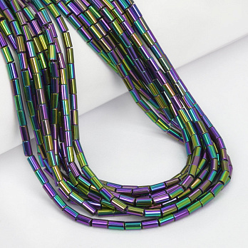 Намистини скляні, Циліндр, 4,5х2,5 мм, Ірис фіолетовий (BUS-057496)