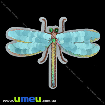 Термоаплікація з паєтками Стрекоза, 14х10,5 см (APL-035222)