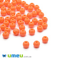Бусины пластиковые Круглые, 6 мм, Оранжевые яркие (BUS-028483)