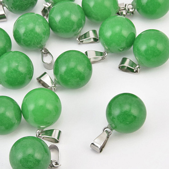Подвеска Шар, Натур. камень Нефрит малайзийский, 14 мм (POD-009224)