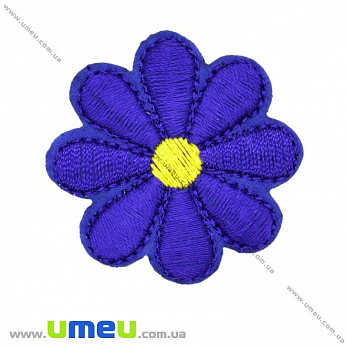 Термоаппликация Цветочек, 3,8 см, Синяя (APL-017432)