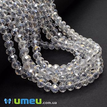 Бусины рондели, 6х5 мм, Прозрачные АВ (BUS-049206)