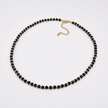 Чокер чорний, Намистини скляні, 41 см, Нерж сталь (BUS-058760)